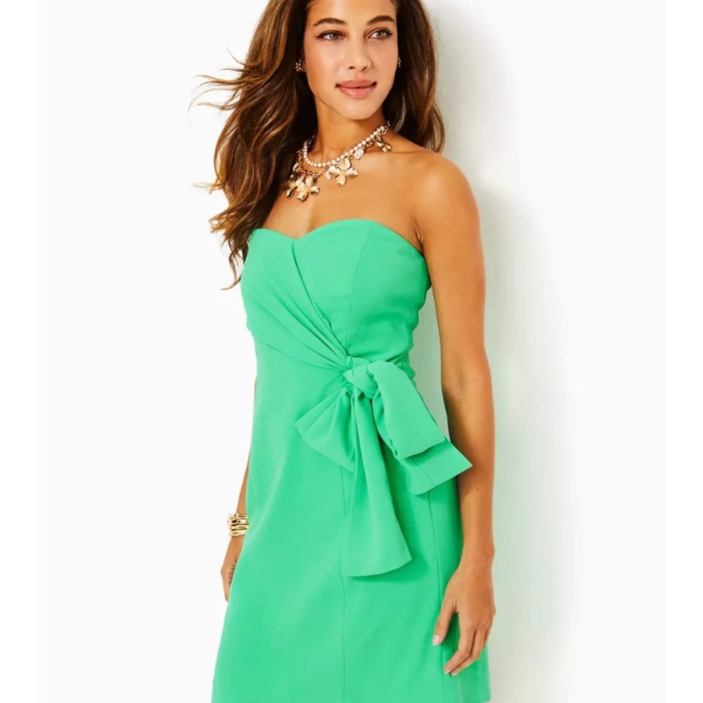 Lilly Pulitzer Stela Strapless Bow Dress Spearmint Size 12 - Picture 4 of 9